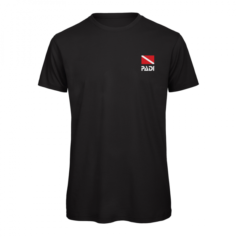T-Shirt PADI Dive Flag Series sinistra torace stampa-nero
