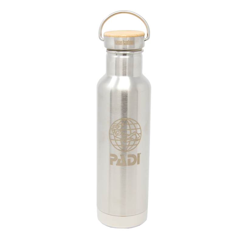 Bottiglia PADI X Klean Kanteen isolata da 20 once - acciaio inossidabile spazzolato