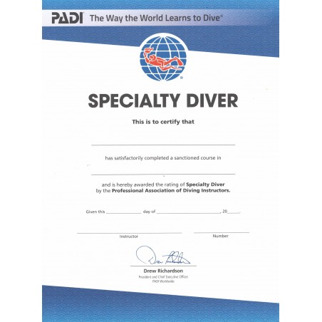 CERTIFICATE SPECIALTY DIVER